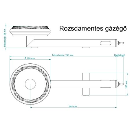 Gázégő nyomásszabályzóval (rozsdamentes)